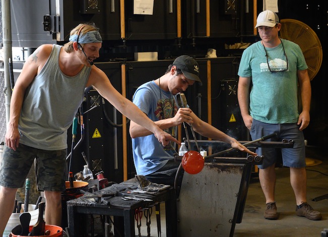 3 artists demonstrate how to blow glass