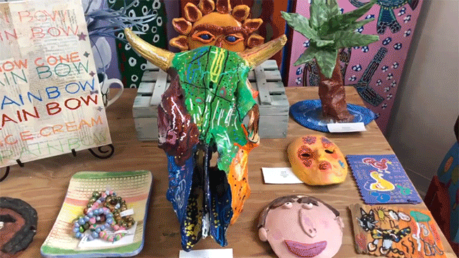 Sculptures in the main gallery at Creative Clay