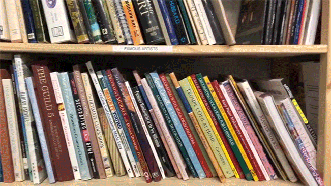 Art books in a thrift shop 