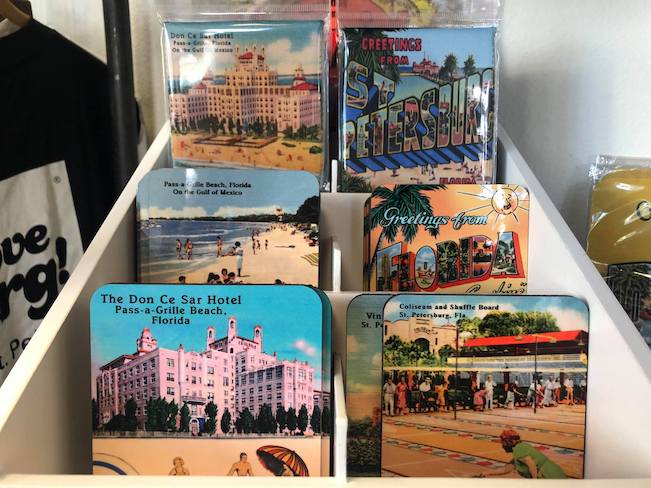 Set of coasters with St. Pete themes 