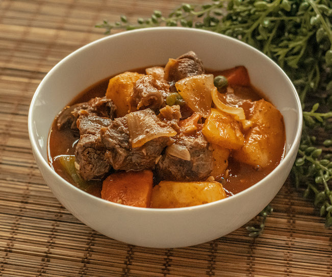 Beef Afritada - a stew played on a table