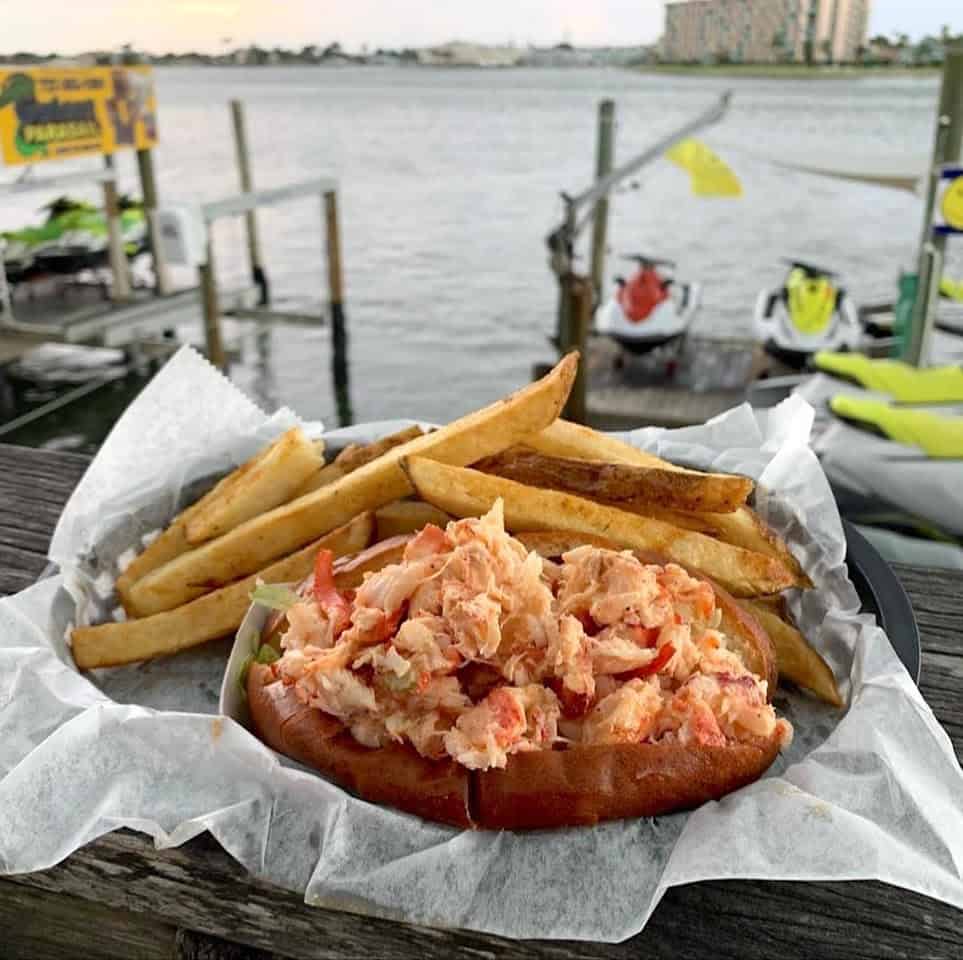 The Boardwalk Grill, located at Madeira Beach, serves lobster rolls with waterfront views.