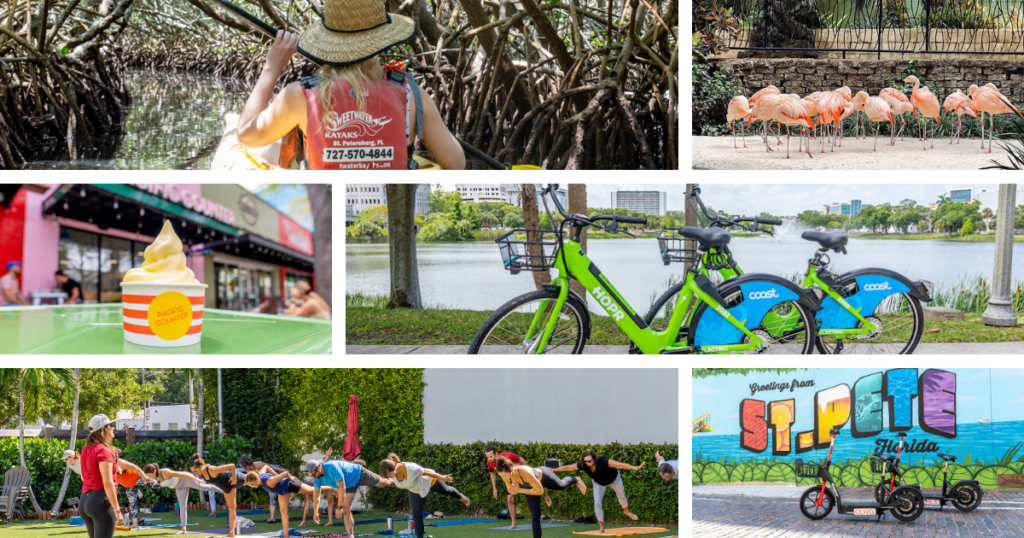 collage of activities available on WannaGo St. Pete