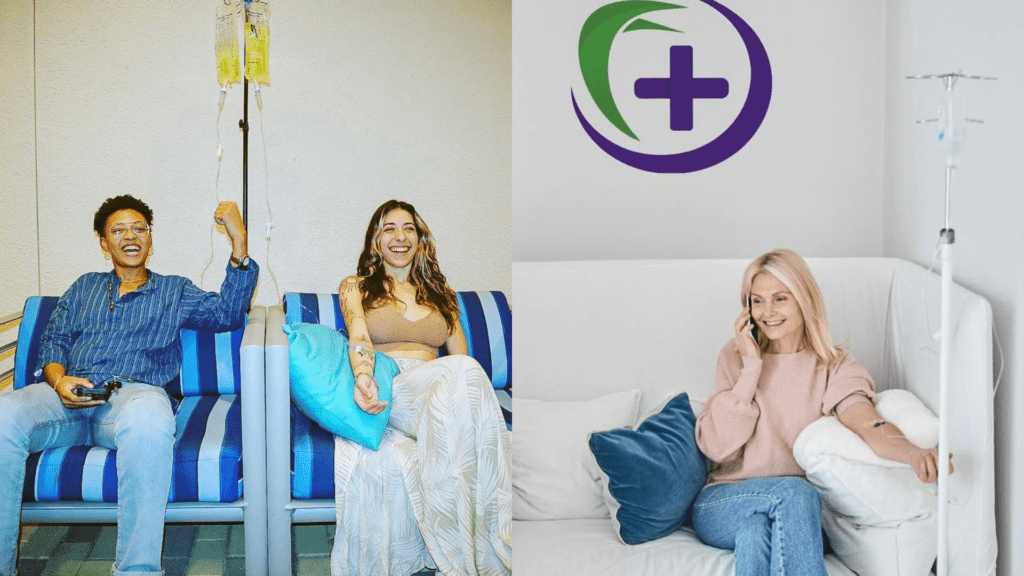 Three people getting IVs from The Wellness Firm