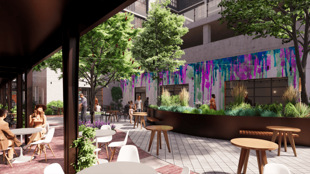The courtyard at The Moxy
