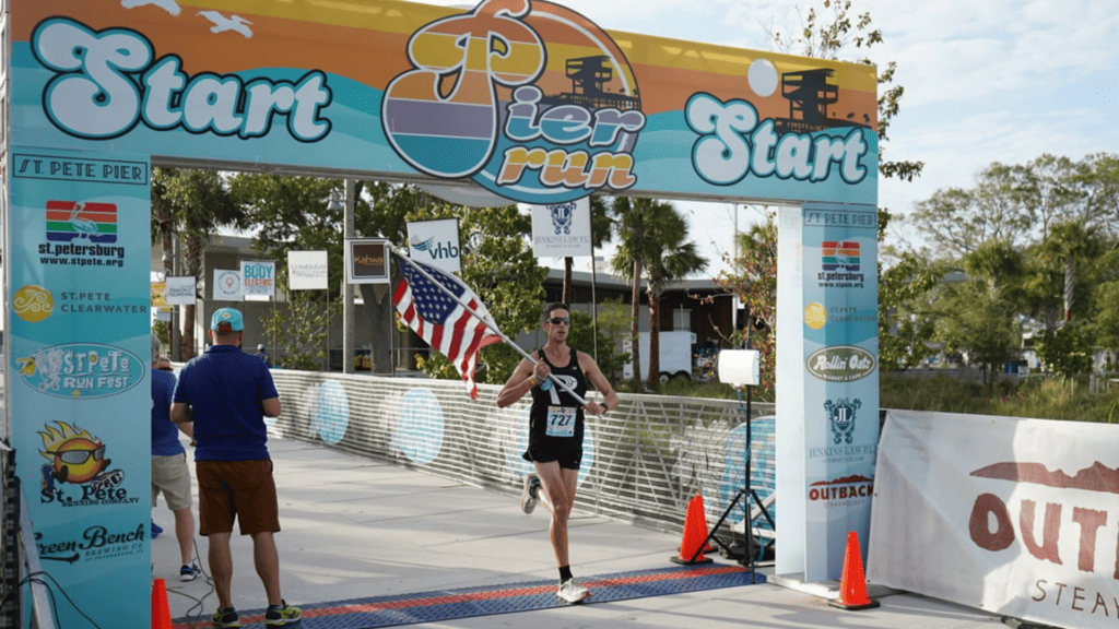 A person running at the St. Pete Pier