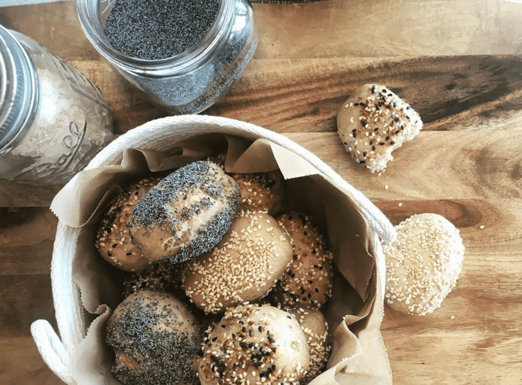 a bag of small poppy seed bagel bites